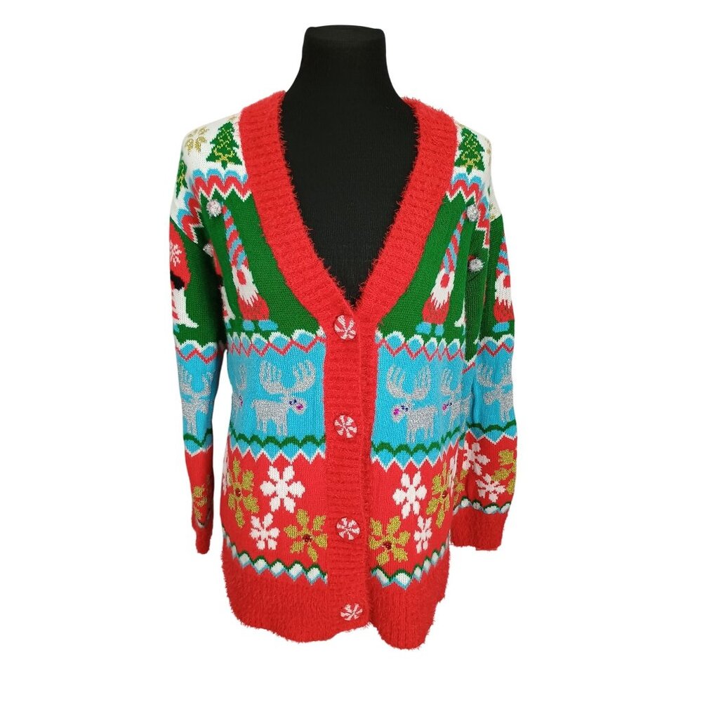 Holiday Time Women's Size XS Ugly Christmas Sweater Cardigan